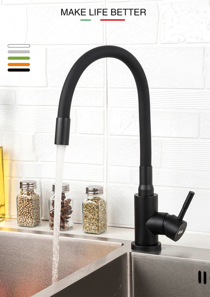 ULA Gold Kitchen Faucet Stainless Steel Flexible Spout Kitchen Sink Faucet Hot Cold Water Sink Mixer Tap 360 Degree Rotate Crane