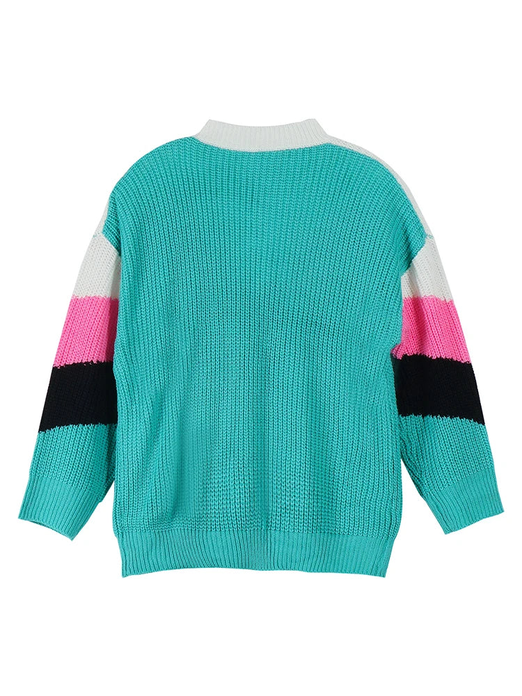 Plus Size Damen 2024 Herbst und Winter Neuer lässiger Strickpullover mit V-Ausschnitt Langer Pullover Herbst und Winter Beste Wahl.