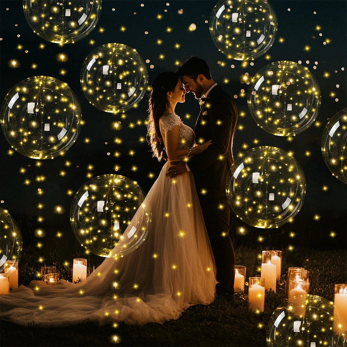 10 Stück LED-Leuchtballons, die im Dunkeln leuchten, transparente LED-Bobo-Luftballons mit Lichterkette für Geburtstag, Hochzeit, Party, Dekoration.