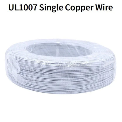 5M/50M Single Core Wire UL1007 PVC Tinned Copper Line 14/16/18/20/22/24/26 AWG Solid Cord LED Line DIY Equipment Electric Cable.