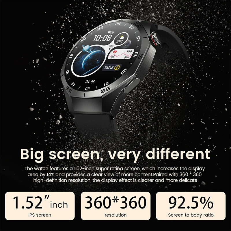2025New For Android and ios Smart Watch Men AMOLED Screen GPS Motion trajectory Heart Rate Bluetooth Calls SmartWatch Waterproof.