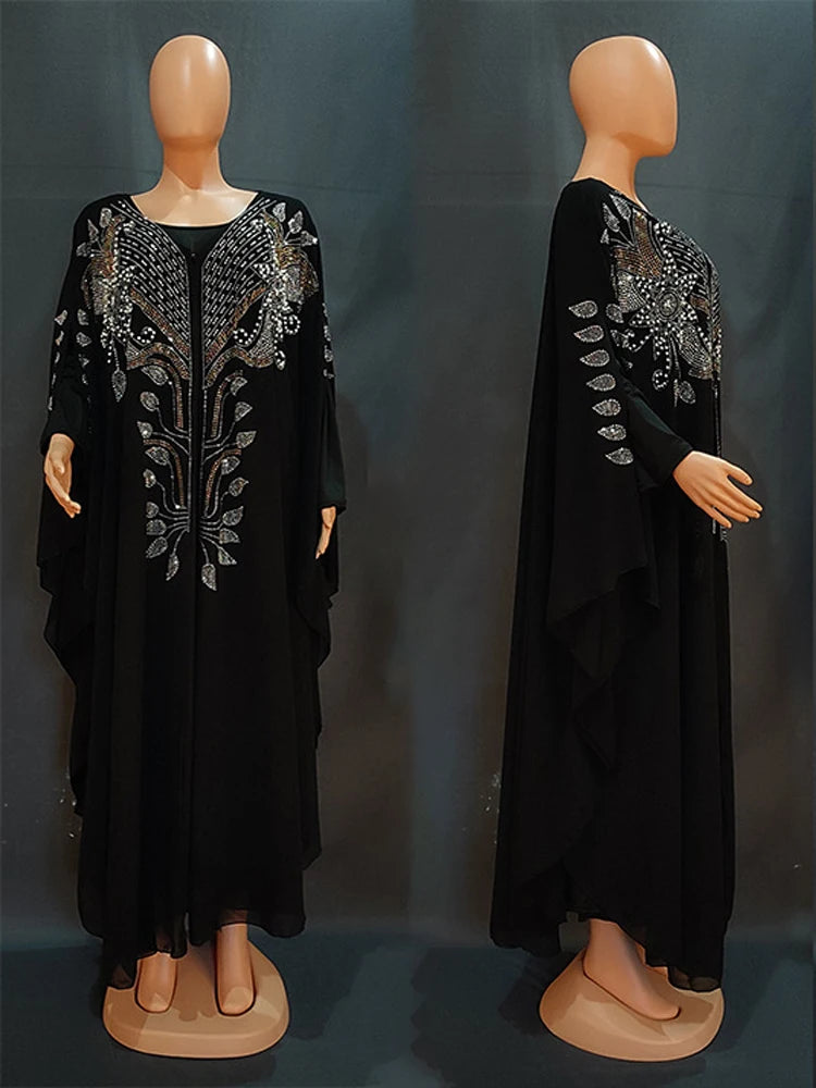 Chiffon Boubou Muslim Fashion Abaya 2-teiliges Set Dubai Türkei Maxikleid Musulman Ensembles Kaftan Marocain Islamische Kleidung.