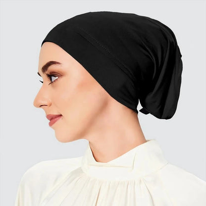 Ramadan Muslim Women Under Scarf Stretch Jersey Inner Hijabs Caps Round Front Under Hijab Cap Islamic Female Turban Bonnet.