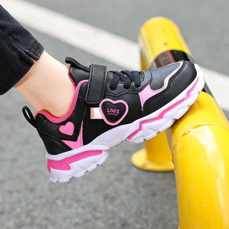 Autumn Girls Sneaker Children Leather Shoes PU Daily Kids Casual Walking Sneaker Platform Sports Tennis Sports Shoes Girl.