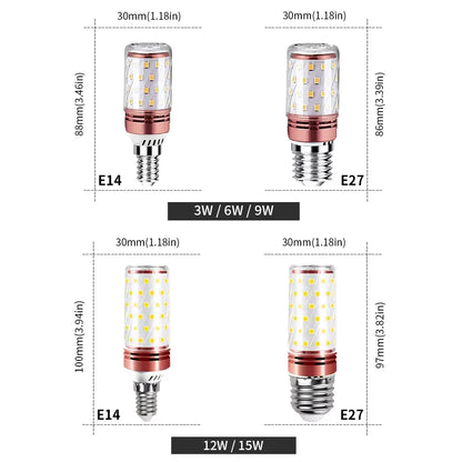10PCS Corn Bulb Tube AC85-265V E27 E14 Screw 3/6/9/12/15W Easy To Assemble And Disassemble Suitable For Room Lighting.