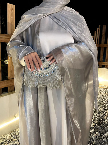 Muslim Eid Women 2 Piece Suit Dress Open Abaya Modest Dresses Ramadan Long Robe Abayas Caftan Kaftan Vestidos 2025 Ensemble.