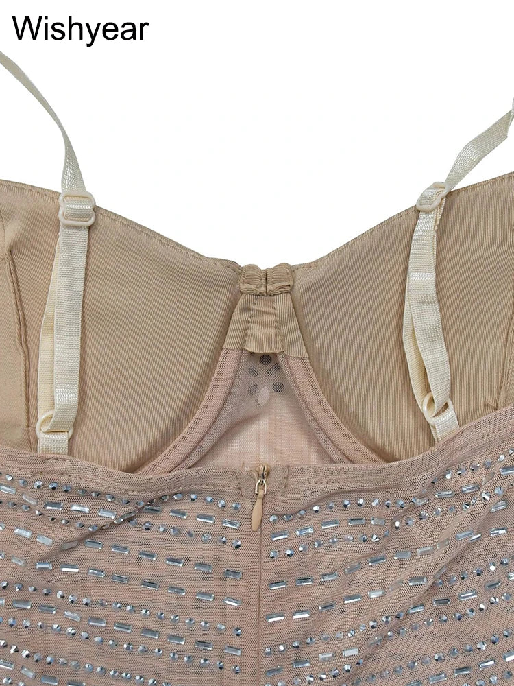 Wisheyar elegante Promi Glitter Metallic Silber Geburtstag lange Kleider Frauen ärmellose Front Split Luxus Geburtstag Vestidos.