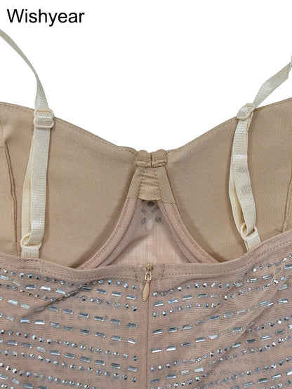 Wisheyar elegante Promi Glitter Metallic Silber Geburtstag lange Kleider Frauen ärmellose Front Split Luxus Geburtstag Vestidos.