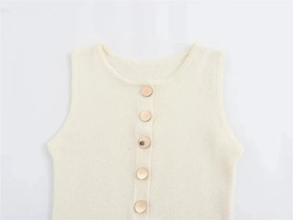 Tossy Strick-Maxikleid mit gerippter Strickjacke, weiblich, hohe Taille, schlanke Tasche, ärmellos, elegantes Partykleid, Damen-Strickwaren, langes Kleid.