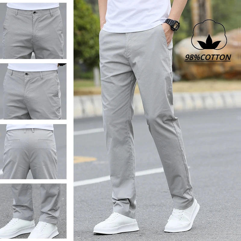 Men's High-Quality Chinos -Cotton Casual Trousers - Breathable Straight Pants (Sizes w28-w40).