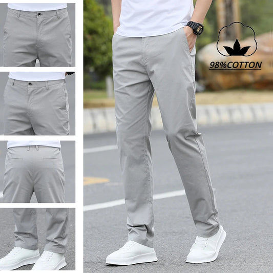 Men's High-Quality Chinos -Cotton Casual Trousers - Breathable Straight Pants (Sizes w28-w40).
