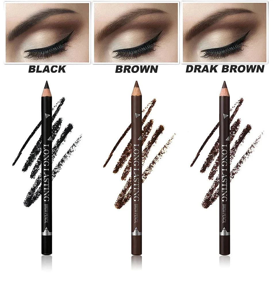 6/12Pcs Eye Brow Pencil Waterproof Professional Women Eye Makeup Pen Easy Color Natural Black Cosmetic Beauty Eyebrow Tool.