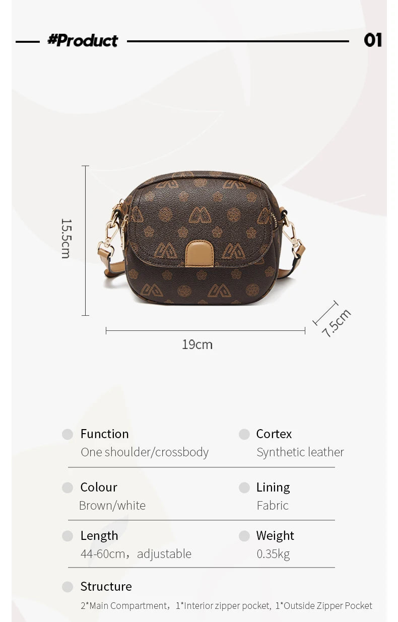 FOXER Women Small Shoulder Bag Fashion Monogram PVC Lady Crossbody Handbag with Adjustable Strap