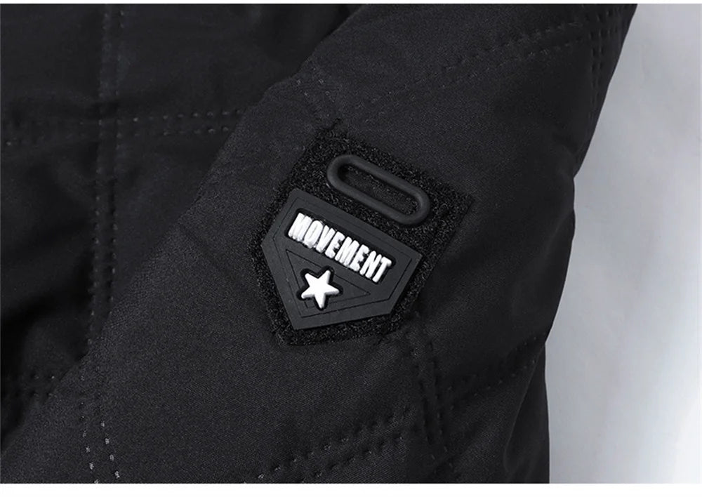 New Windproof Thermal Diamond-Quilted Cotton Jacket Winter Men's Fleece-Lined Thickened Cuff Design Stand-Up Collar Jacket.