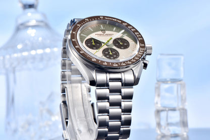 PAGANI DESIGN 2025 New Saturn Men's Watches Top Luxury Quartz Watch Men Light Tan Chronograph AR Sapphire crystal Wristwatch Men.