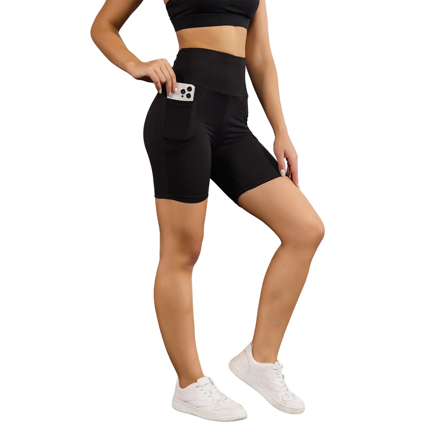 High Waisted Biker Shorts For Women With Pockets Super Soft No See Through Workout Running Yoga Athletic Push Up Gym.