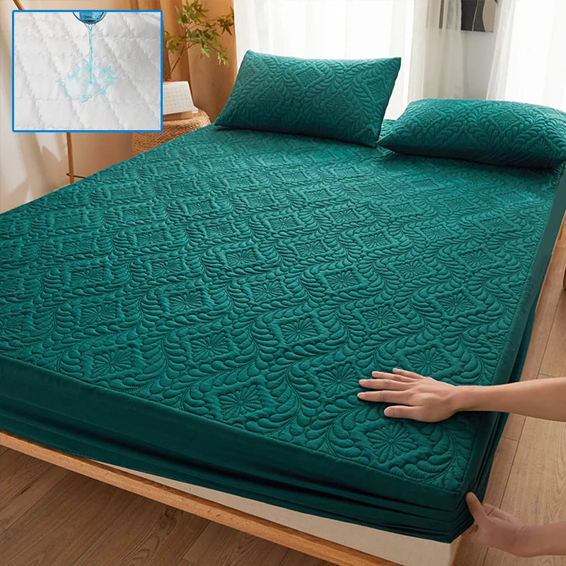 Waterproof Quilted Mattress Protector Breathable Mattress Cover Anti-mite Anti-bacterial Fitted Bed Sheet No Pillowcase.