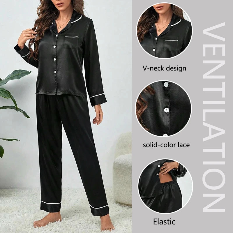 Plus Größe Eis Seide Pyjamas Frauen Lange Ärmeln Einfarbig Lose 5xl Hause Tragen Damen Bequeme Nachtwäsche 2PCS set Nachtwäsche.