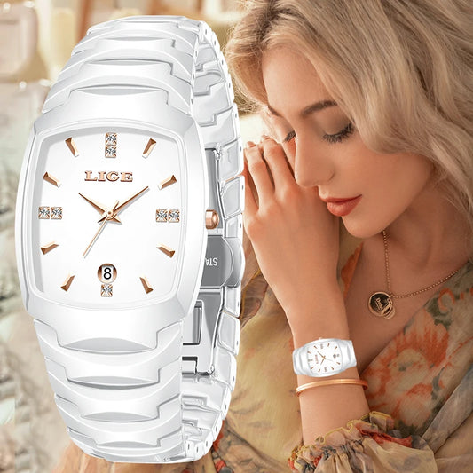 LIGE Fashion Luxury Woman Watch Simple Elegant Stainless Steel Casual Quartz Watches for Women Calendar Ladies Romantic Gift New.