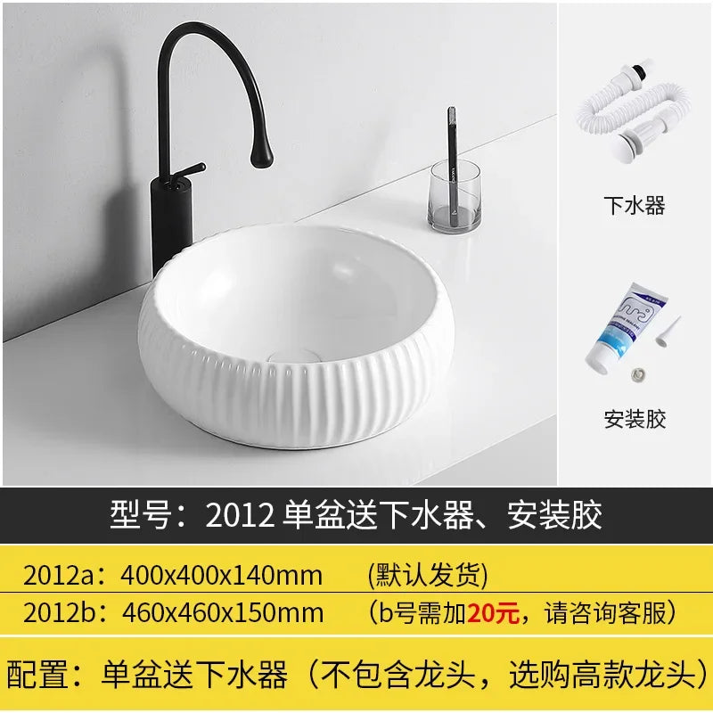 Arbeits platte Waschbecken Seite Entwässerung Keramik Waschbecken Balkon Waschbecken Kunst becken Einzel becken quadratischer Kreis