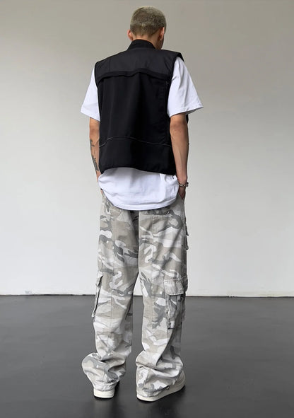 Vintage Amerikanischen Stil Camouflage Hosen männer Lose Gerade Bein Cargo Hosen Casual Hosen Hip Hop Streetwear Waschen.