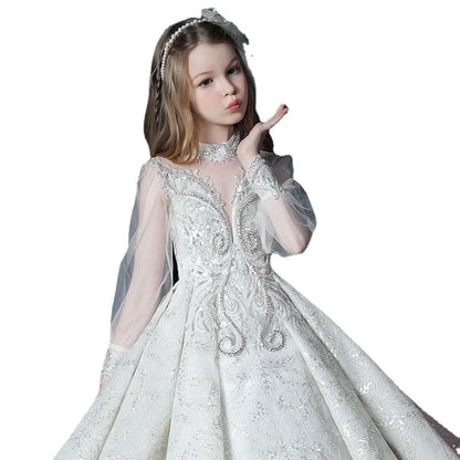 Mädchen Erstkommunion Kleid Blumen mädchen Hochzeit Pailletten Kleider für Kinder Klavier Leistung Vestidos Kinder Festzug Ballkleid.