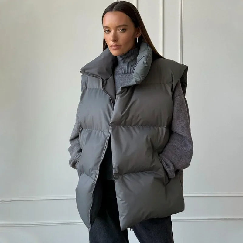 Talenza Damen-Weste aus Baumwolle, neu, ärmellos, sportlich, lässig, einfarbig, Winter, warme Weste, Jacke, Weste, Damen-Baumwolljacke