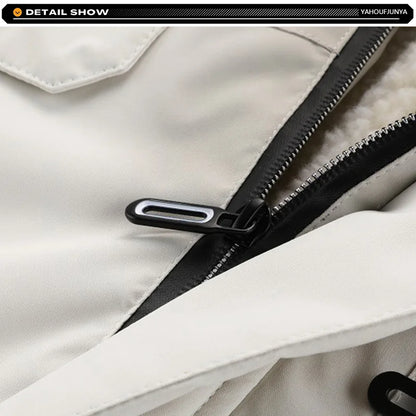 New Winter Men Outwear Fleece Warm Removable Hooded Hiking Jacket Men Outdoor Windproof Casual Fashion Jacket Coat Male Clothing