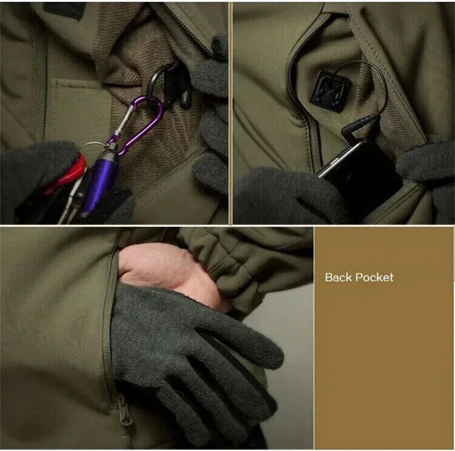 Winter autumn fleece warm waterproof suit men's jacket tactical outdoor hiking fishing camping sportswear jacket.