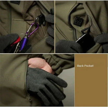 Winter autumn fleece warm waterproof suit men's jacket tactical outdoor hiking fishing camping sportswear jacket.