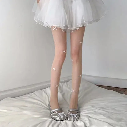 New Lolita Velvet Bowkont Embroidery Pearl Tights Pantyhose Flash Diamond Women Tight JK Style Sweet Girls Kawaii Cute Stockings.