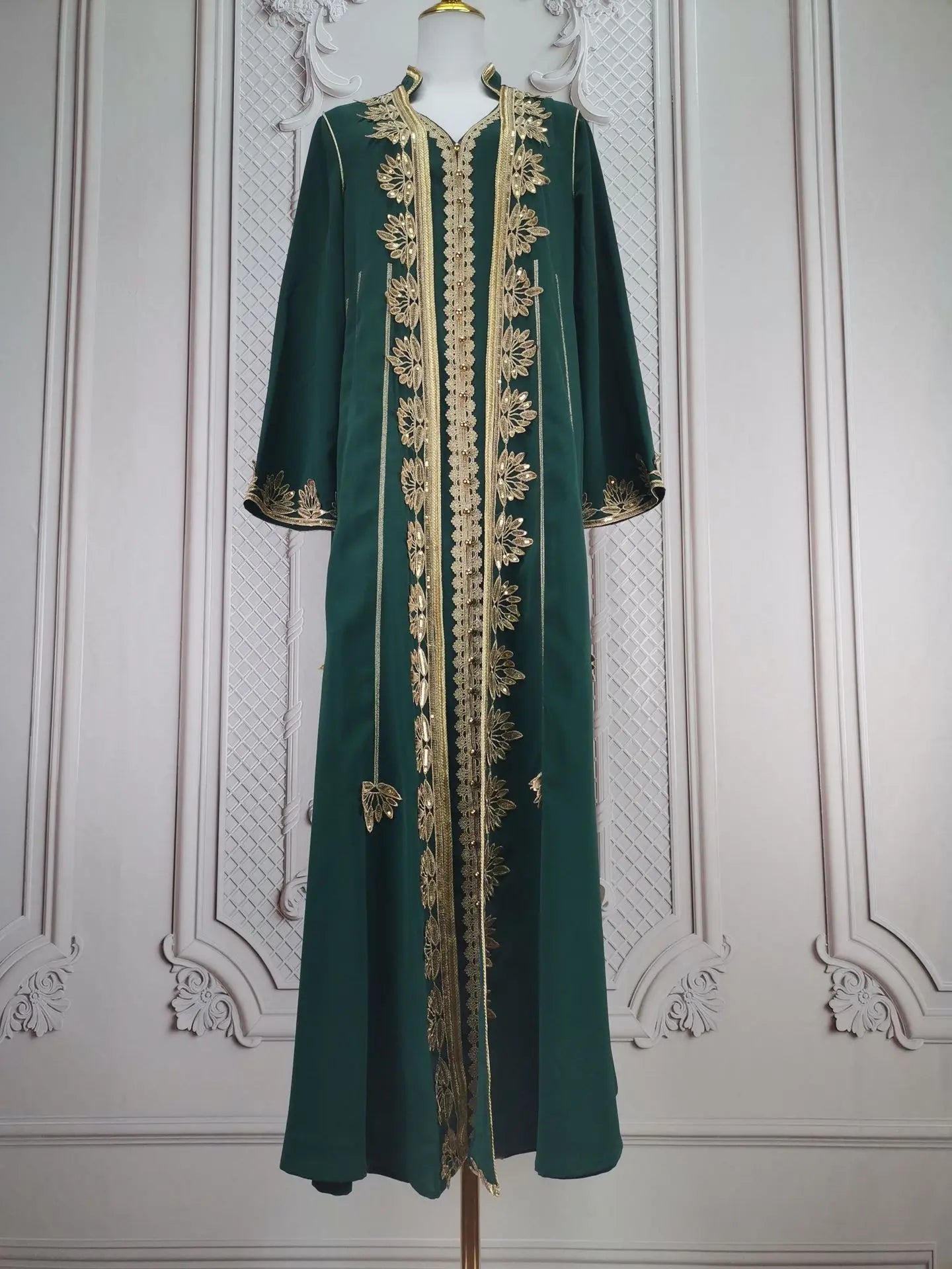 Eid muslimische Frauen Party Stickerei Kleider 2 Stück Set Jalabiya Ramadan Islam Vestidos arabische Robe Marokko Dubai Abayas Kaftan.