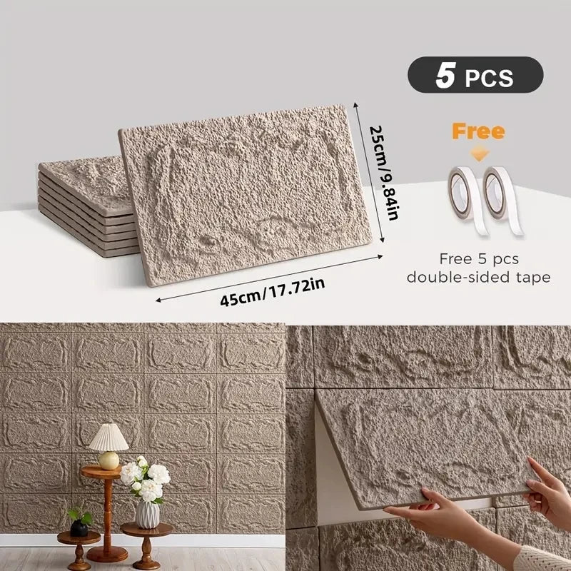 PU stone wall panel, 10 mm, realistic brick pattern, anti-mould and moisture-proof, waterproof and washable, suitable for/outdoo