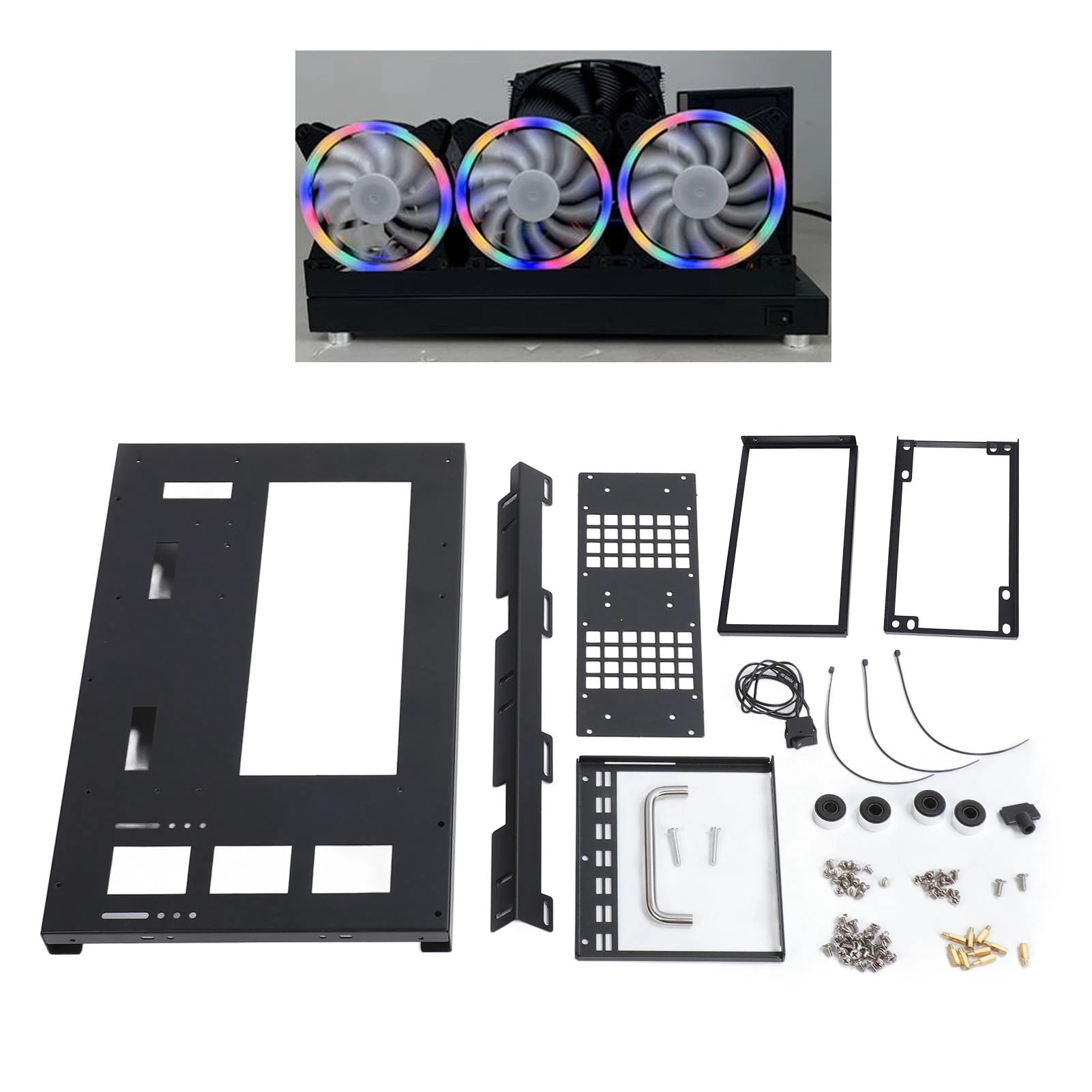 Computer Open Case Bracket Powerful Cooling Heat Dissipation Steel Plate DIY Computer Motherboard Case Rack for ATX M ATX ITX.