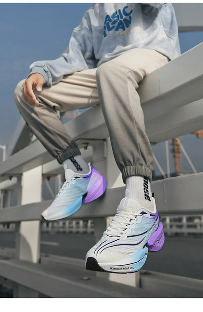 Men's Running Shoes Carbon Plate Racing Marathon Athletic Shoes Cushioned Comfortable Road Sneakers Teenage Training Shoes.