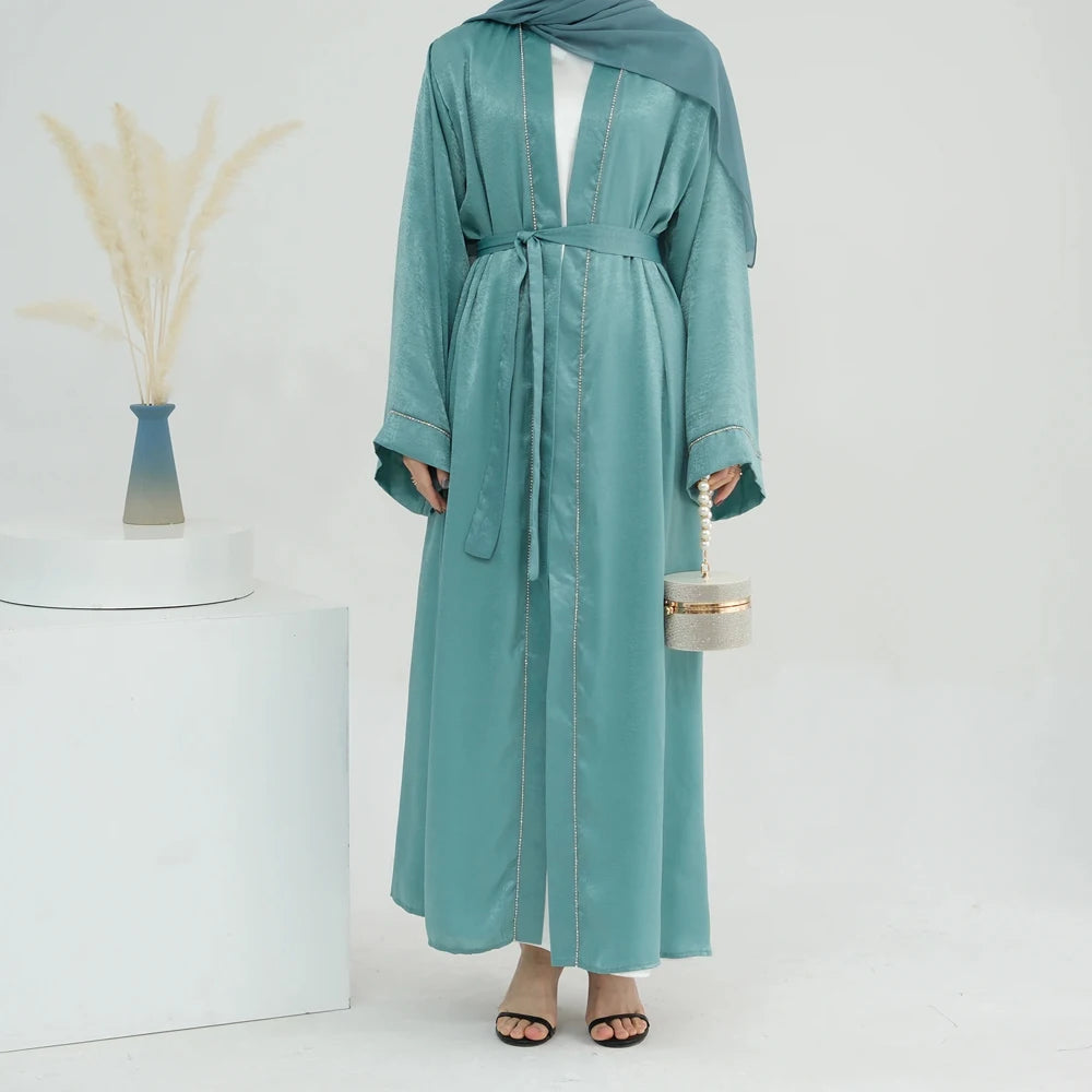 Ramadan Women's Galabiyas Solid Open Kaftan Dubai Abaya Dress Turkey Kimono Long Cardigan Fashion Muslim Islamic Clothing
