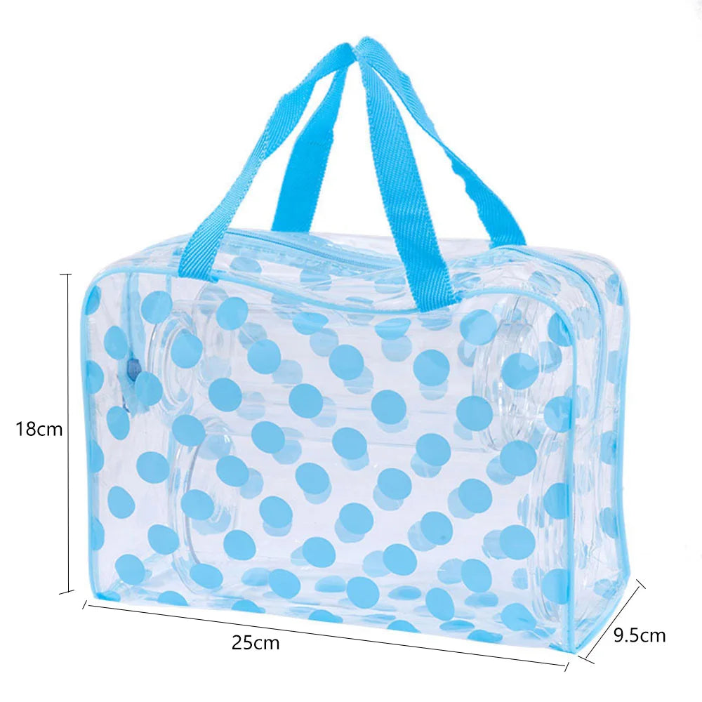 Transparent polka dot women's makeup bag Waterproof PVC Cosmetic Bag Portable Women Storage Bag Toiletries Female Wash Bag.