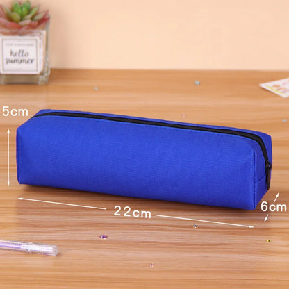 Solid Color Pencil Case Simple Pencil Bags For Student New Stationery School Supplies Kids Gift Zipper Big Cosmetic Bag