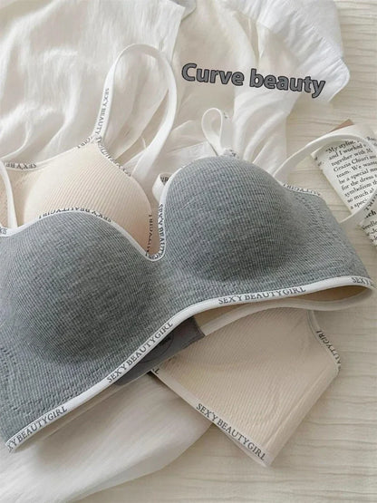 Wireless Push Up Bra for Small Chest - Seamless Anti-Sagging Invisible Bralette, Enhance Lift Comfort No Trace (Letter Design).