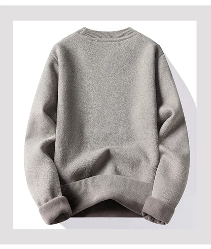 New Mens Fleece Sweater Thickened Pullover Fleece Lined Autumn Winter Crew Neck Jumpers Fashion Knitwear.