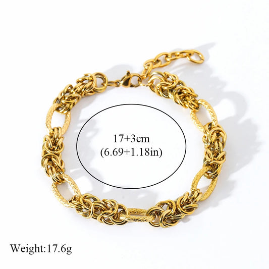 EILIECK 316L Stainless Steel Twisted Bracelet Bangles For Women Trendy 18K Gold Plated Wrist Chain Waterproof Jewelry Gift Party.