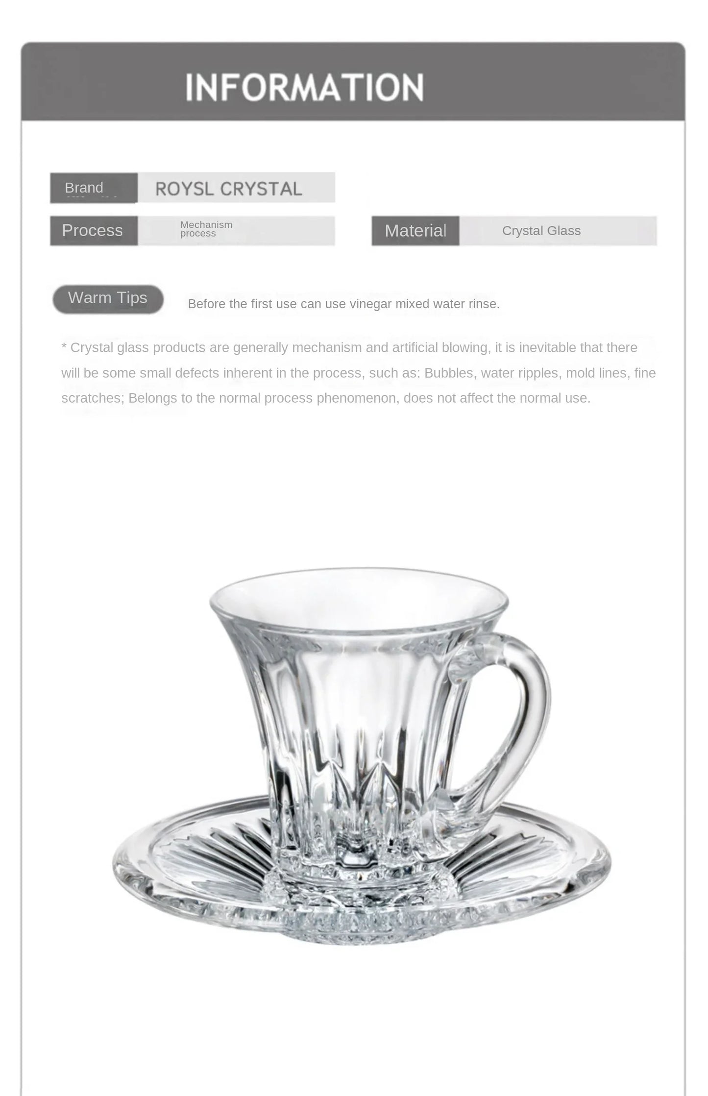 Crystal Glass Cappuccino Hot Drink Coffee Cup Simplicity Household Creative Transparent Flower Tea Hot Drink Cup and Saucer Set.