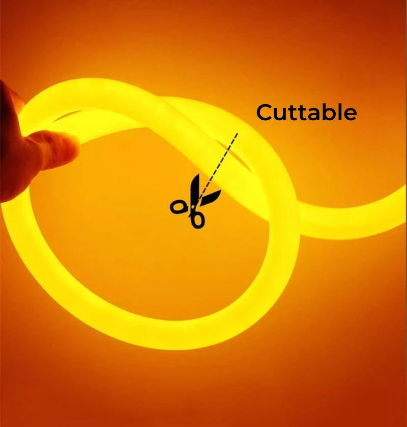 360° Glowing Round LED Neon Tube Rope Lamp Flexible Silicone Diffuser Channel WS2811 WS2812B Soft IP65 Outdoor Tape Strip Lights.