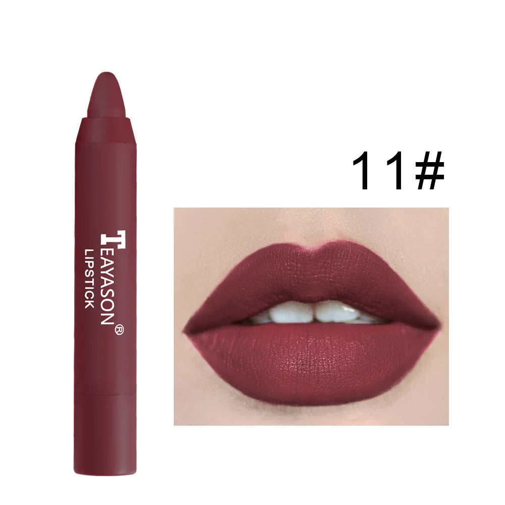 TEAYASON Nude Velvet Matte Lipstick Long Lasting Moisturizing Lip Crayon High Pigment Rotate Lipsticks Pen Woman Cosmetics.