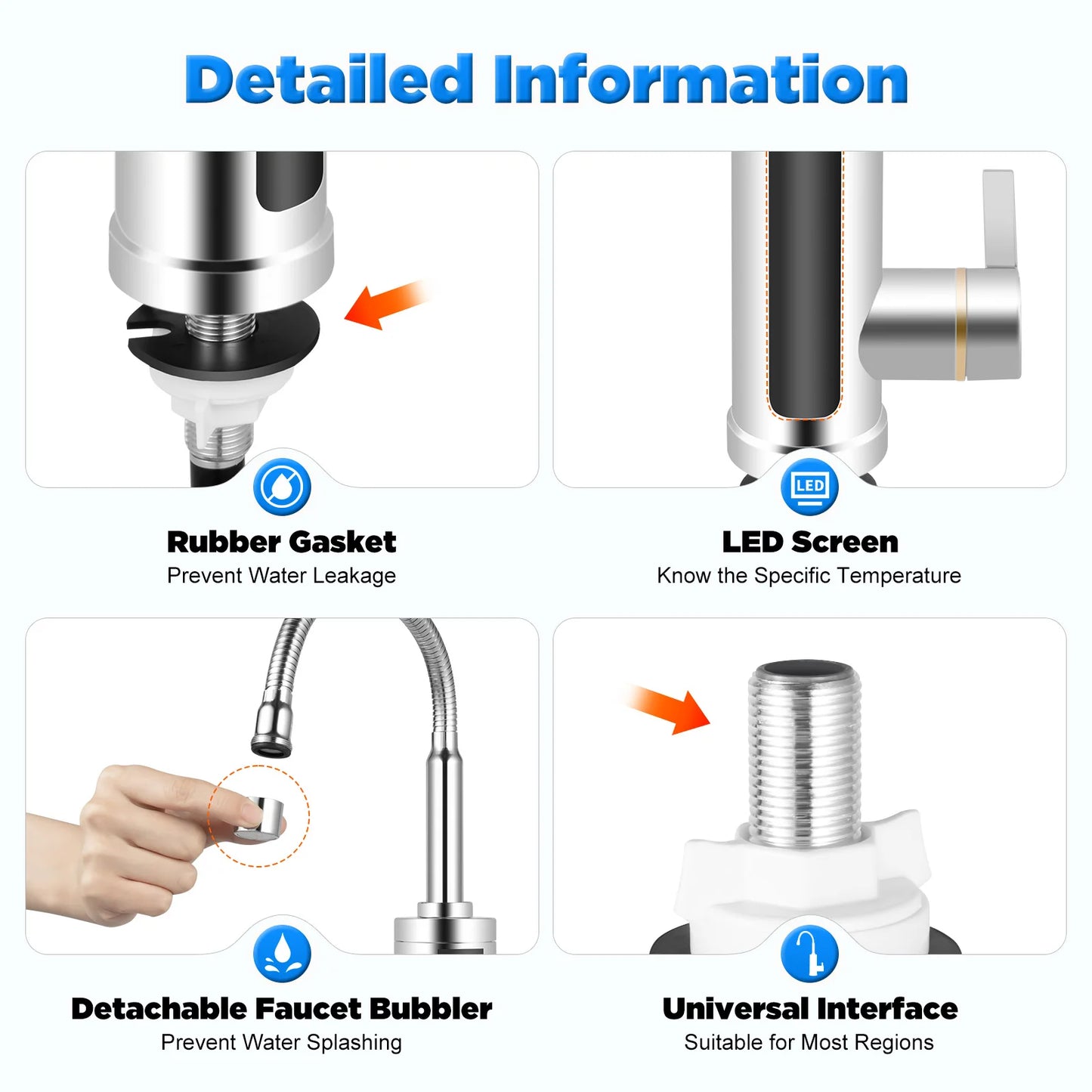 3000W Instant Electric LCD Faucet Instant Tap 360° Fast Heater Heating Hot/Cold Water Supply for Bathroom Kitchen