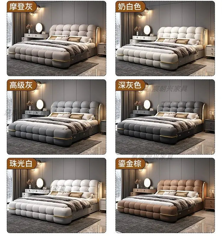 Kopfteil-Aufbewahrungsbetten, gepolstert, minimalistische Doppelbett-Schlafbetten, luxuriös, einzigartig, Muebles Para Dormitorio, Möbelzubehör