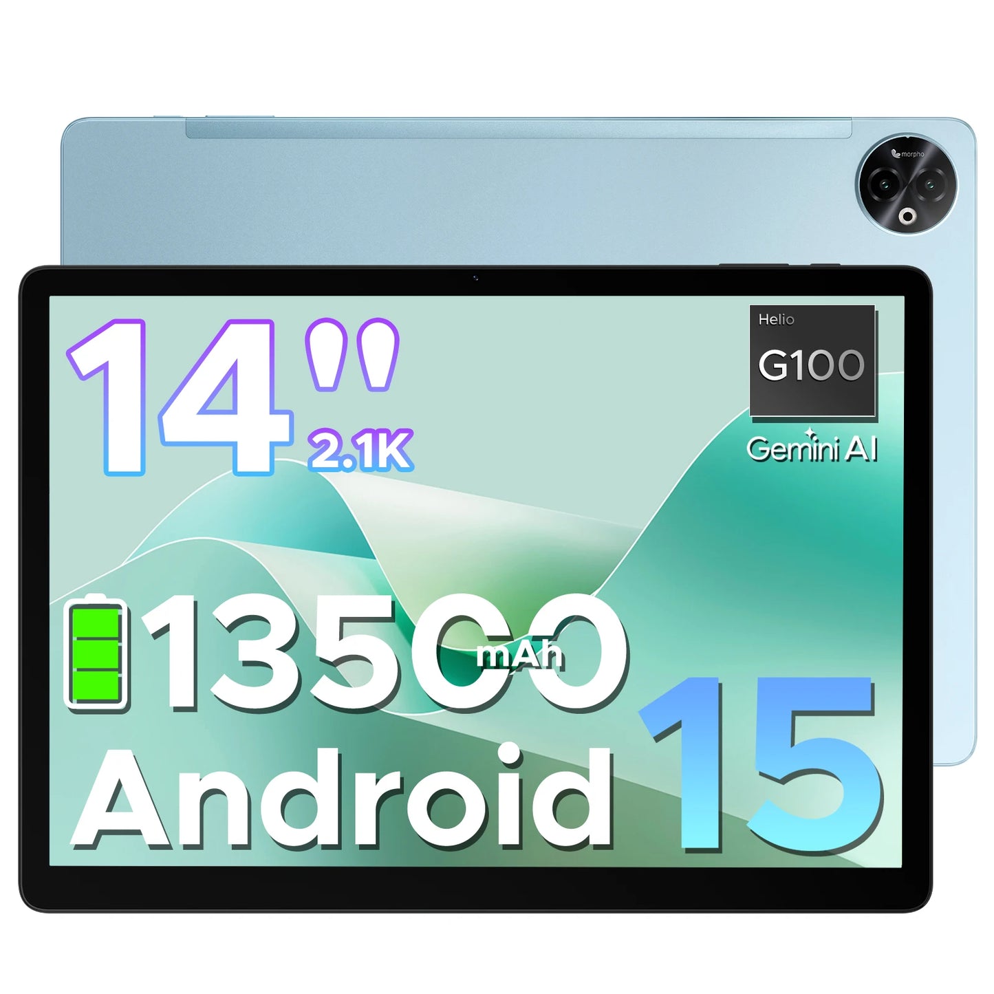 Doogee 2 in 1 Tablet Pc Tab E3 Max Gmini Ai 14" 2.1K Display Android 15 32Gb (8+24) 256Gb 13500Mah Battery Helio G100 Tablet Pc