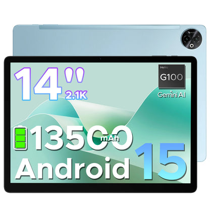 Doogee 2 in 1 Tablet Pc Tab E3 Max Gmini Ai 14" 2.1K Display Android 15 32Gb (8+24) 256Gb 13500Mah Battery Helio G100 Tablet Pc