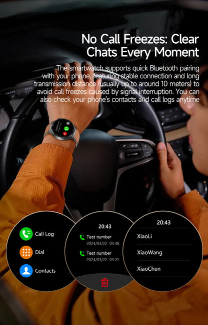 1.43'' HD Sapphire Smart Watch Bluetooth Call Blood Fat Uric Acid Heart Rate Body Analysis Five Organs Health Smartwatch Men Wom