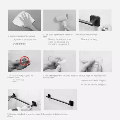 Bad Handtuchhalter ohne Bohren Badezimmer Schwarz Handtuchhalter Handtuchhalter Selbstklebender Badezimmer Handtuchhalter Handtuchhalter